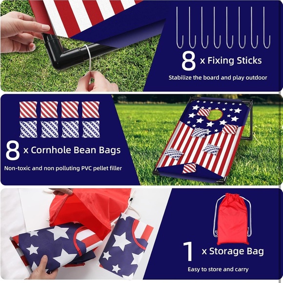 Portable Cornhole Board Set w8Bean Bag&Carrying Bag Indoor/OutdoorTossGameSets - Picture 6 of 8